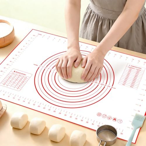 Baking Mat With Measurements - 0.7mm New Upgraded Non-slip and Reusable Pastry Mat for Rolling Dough, Non Stick Silicone Mats For Cookies, Bread, Past...