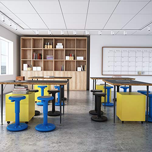 Image of Studico ActiveChairs Adjustable Wobble Chair, Flexible Classroom Seating improves Focus, Posture & Helps ADHD /ADD. Classroom Stools, Active Wobble Chairs, Adjusts from 16.65 inch to 23.75 inch Ages 13-18 Blue