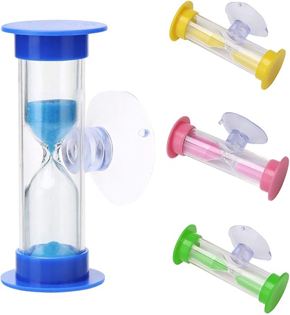 Kids Toothbrush Sandglass Timer, 2 Min Shower Timer Mini Glass Sand Clock, Suction Cup Timer, Cooking Swivel Sand Timer, Children Mini Hourglass for Brushing Children's Teeth (Blue)