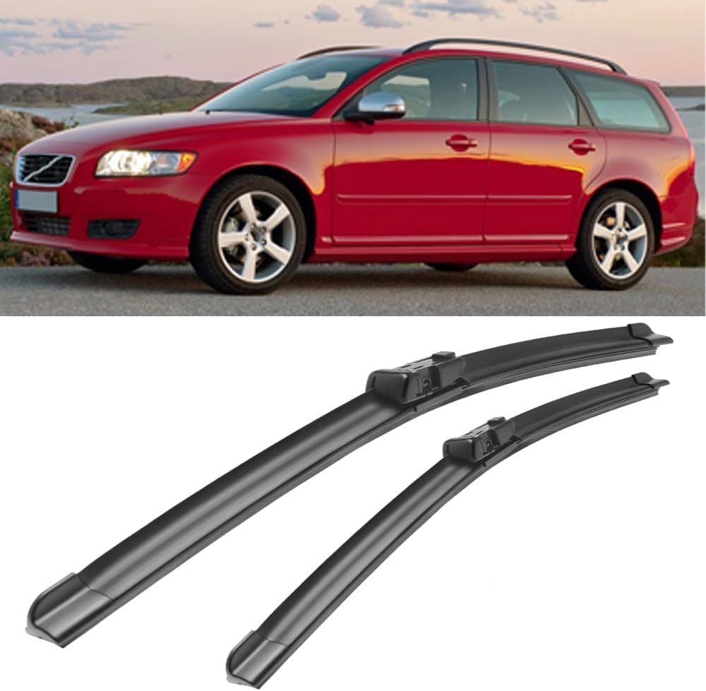 RESKIU Car Front Windshield Wiper Blade Set Replacement for Volvo V50 2006-2013, All Season Windscreen Wipers Quiet Easy Installation