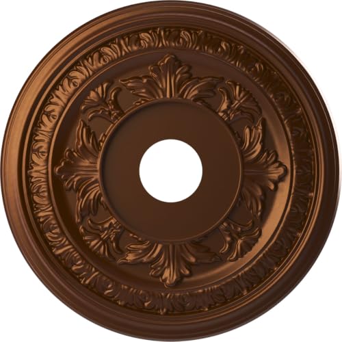 Image of Ekena Millwork CMP19BACDC Baltimore Thermoformed PVC Ceiling Medallion (Fits Canopies up to 7 3 /4 inch), 19 inchOD x 3 1 /2 inchID x 1 inchP, Metallic Dark Copper