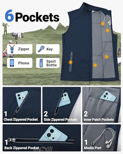 Outdoor Ventures Men's Windproof Softshell Vest Outerwear Lightweight Sleeveless Jacket for Running Golf Hiking Travel2