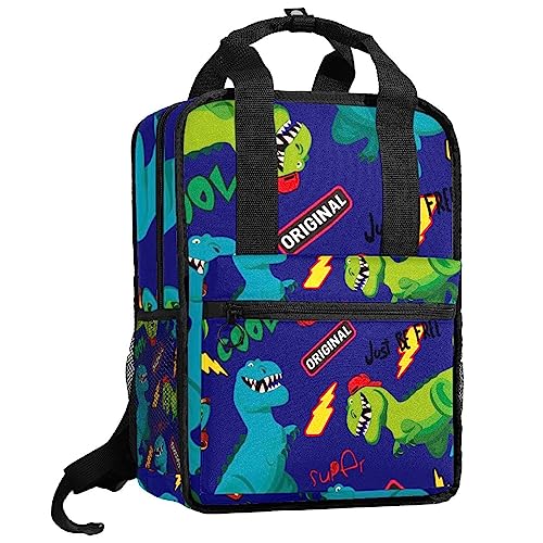 Sac à dos pour garçon motif dinosaures bleu et multicolore 35.5 cm