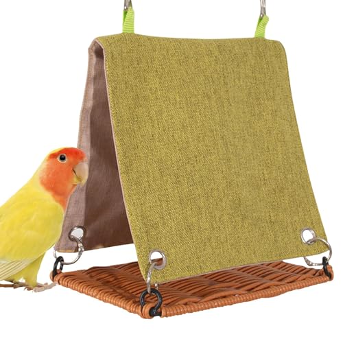 Cabane à oiseaux style rotin pour perruche et calopsitte, hamac de cage zen - 7