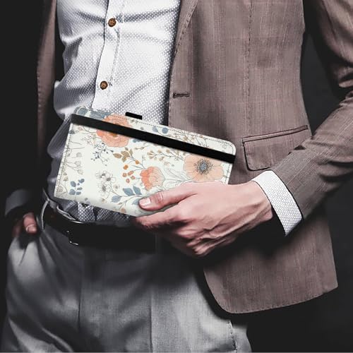 Image of FUYOCWE Leather Checkbook Cover for Men Women Checkbook Covers Personal Checks Card Register Holder Wallet W /RFID Blocking & Pen Holder-Elegant Flowers