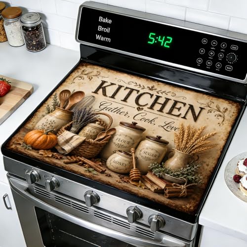 Image of Stove Burner Covers Non-Slip Electric Cooktop Protector Mat (Kitchen A)