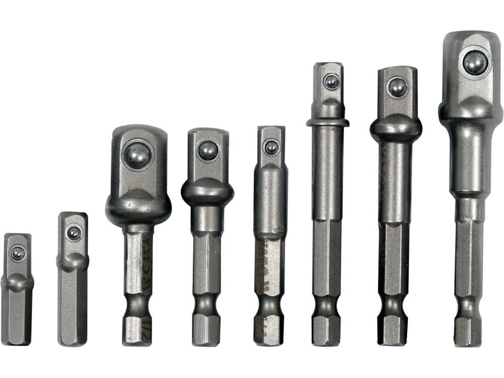 YATO YT-04639, Hex Socket Adapter Set 8 pcs, 1/2", 3/8", 1/4" Hex Shank