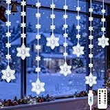 Lichterkette Schneeflocken Fenster Weihnachtsdeko, 2M 8+40 Schneeflocken Lichtervorhang mit USB Betrieben Fernbedienung Timer Wasserdichte Weihnachtsbeleuchtung für Fensterdeko Weihnachten-Kaltweiß
