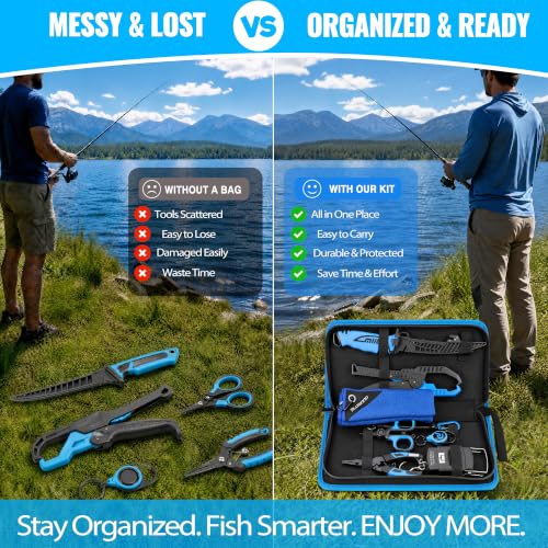 PLUSINNO 9PCS Fishing Gear Kit with Bag