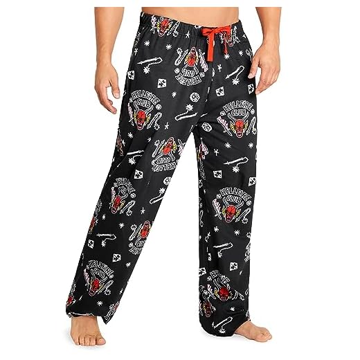Stranger Things Pantalon Pijama Hombre - Tallas de S a 3XL con Pantalón Largo - Regalos para Hombres, Cumpleaños (Negro, M)