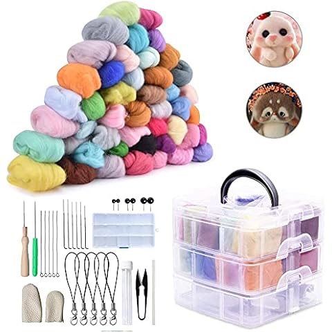 Nadelfilz Set, 40 Farben Filzwolle Basteln Nadelfilz Starter Kit Cover