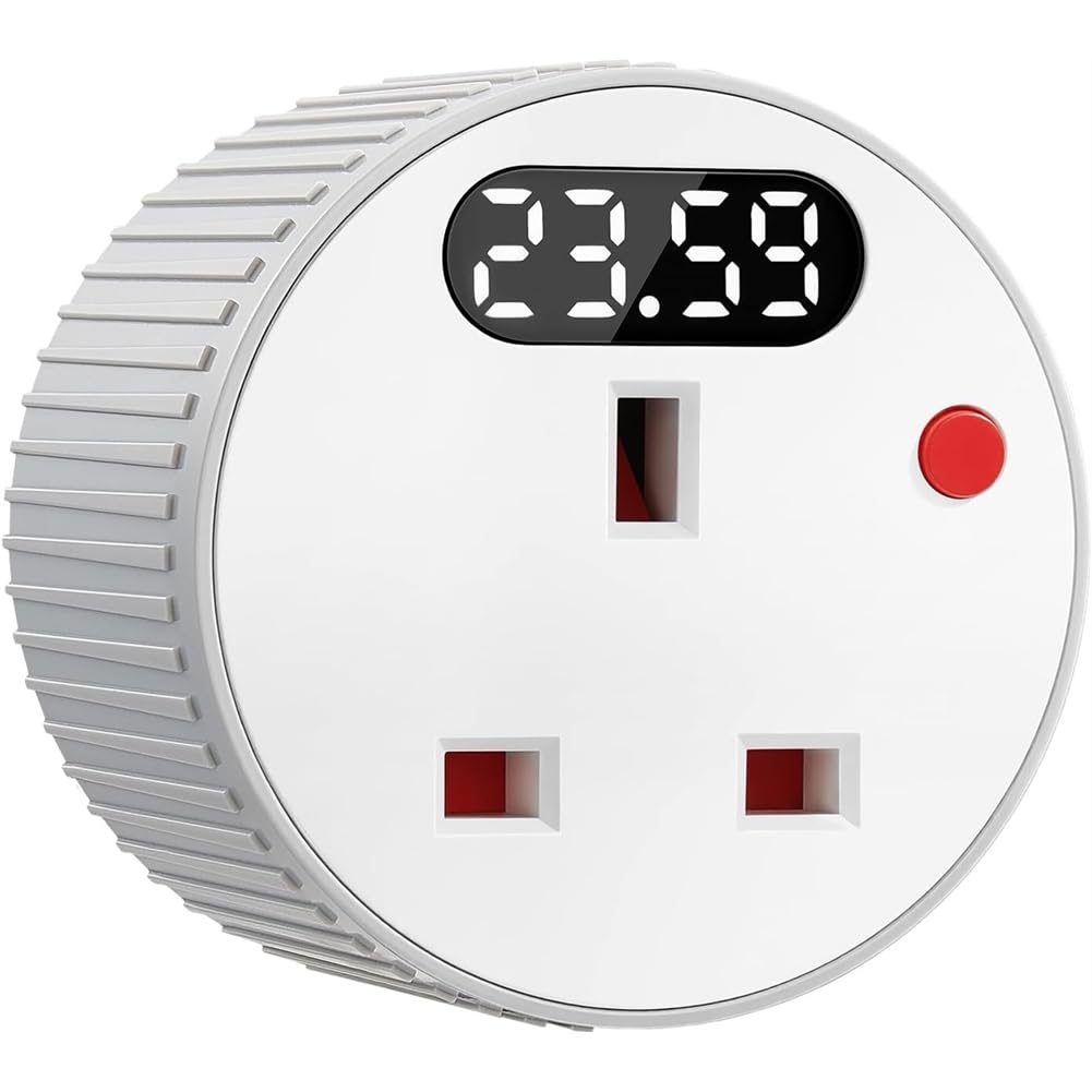 Jnchdghwa White Digital Plug With Led Display, Countdown Timer Socket, 1 Min-24H Adjustable Switch Uk Plug