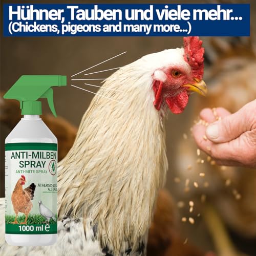 1000ml Milbenspray für Geflügel wie Hühner & Vögel - Sofort & Langfristig gegen Parasiten, bei Akut & Vorbeugung (1x 1000ml)
