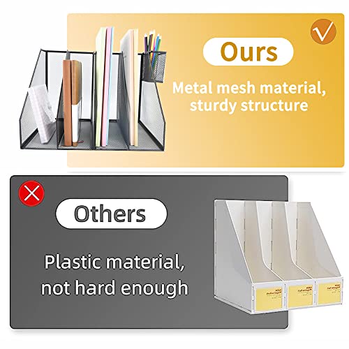 Rhonzhao 2 Set Desk Organizers, Metal Desk Magazine File Holder And 1 Pen Holder thumb #3