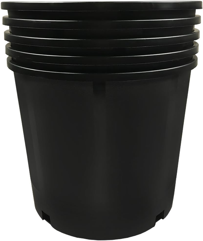 Calipots 5-Pack 3 Gallon Premium Black Plastic Nursery Plant Container Garden Planter Pots (3 Gallon)