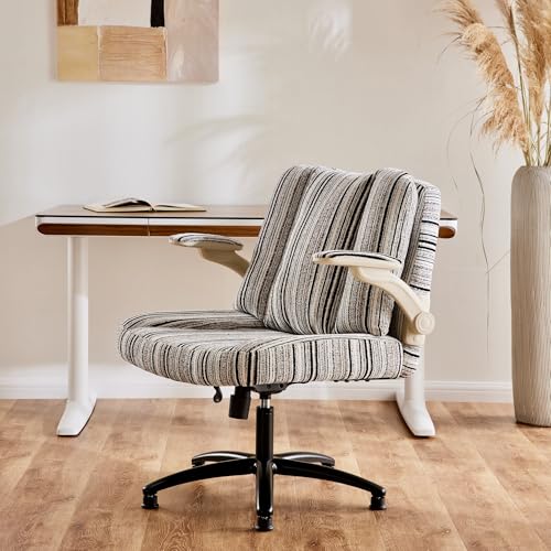 Image of Pipersong Criss Cross Chair with Arms, Plus Size Cross Legged Desk Chair with Flexible Back Cushion, Adjustable Arm Rest, Extra Wide Seat, 350lbs Fabric Home Office Chair with Castors and Bell Glides