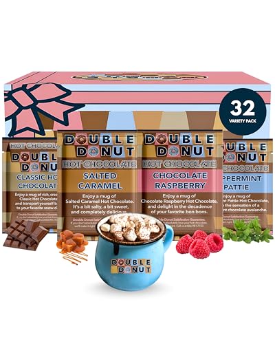 Gourmet Hot Cocoa Mix Variety Pack - Classic, Chocolate Raspberry, Salted Caramel, & Peppermint Hot...
