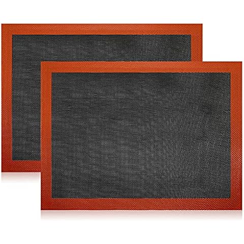 Silicone Baking Mat, 2PCS Non Stick Nonslip Cooking Mat, Reusable Baking Sheet Liners, BPA Free Heat Resistant Professional Silicone Mat for Baking Cookies/Pastry/Macarons/Pizza, Black (40 X 30cm) Cover