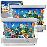 Baquler 2 Pack Fake Fish Tank with Moving Fish, Decorative Aquarium Lamp, Artificial Tropical Marine Tank, Sensory LED Mood Light, Virtual Motion Lamp Night Light and Fun Gifts