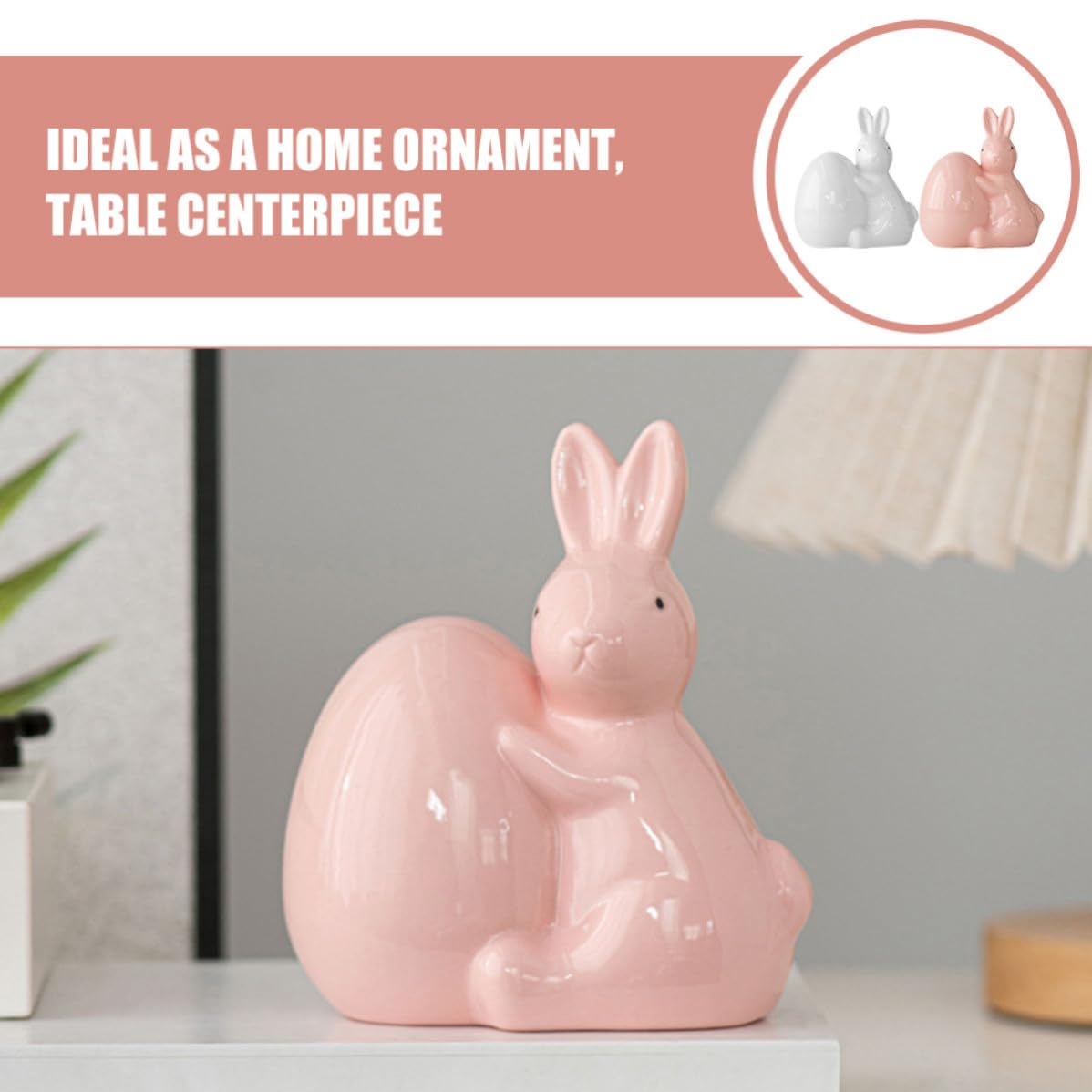Toyvian 2 Pezzi Decorazione Pasquale Coniglietto in Ceramica per Tavolo da Pasqua Ornamento da Scrivania e Casa Porta Uova Festivo e Artigianale