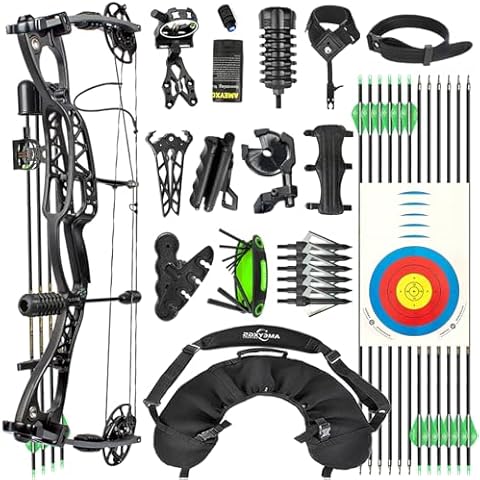surwolf Archery Compound Bow Set, Draw Length 18"-30", Draw Weight 0-70 LBS, Hunting Bow with All Accessories Bow and Arrow for Archery Hunting Target Shooting Practice RTH (Black) Cover