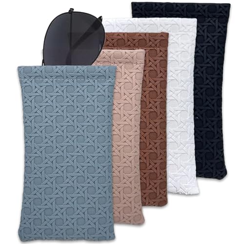 ClcIosis 5 fundas suaves para gafas de sol (18 x 9 cm), protección ligera y compacta contra gafas de lectura, color negro, gris pizarra, caqui, caramelo, color blanco, negro, gris pizarra, caramelo