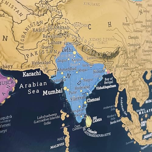 Scratch the World Reisekarte – lebendige Farben – mit Flaggen der Welt Panel – X-Large – 84 x 59 cm – Maps International – 60 Jahre + Kartengestaltung