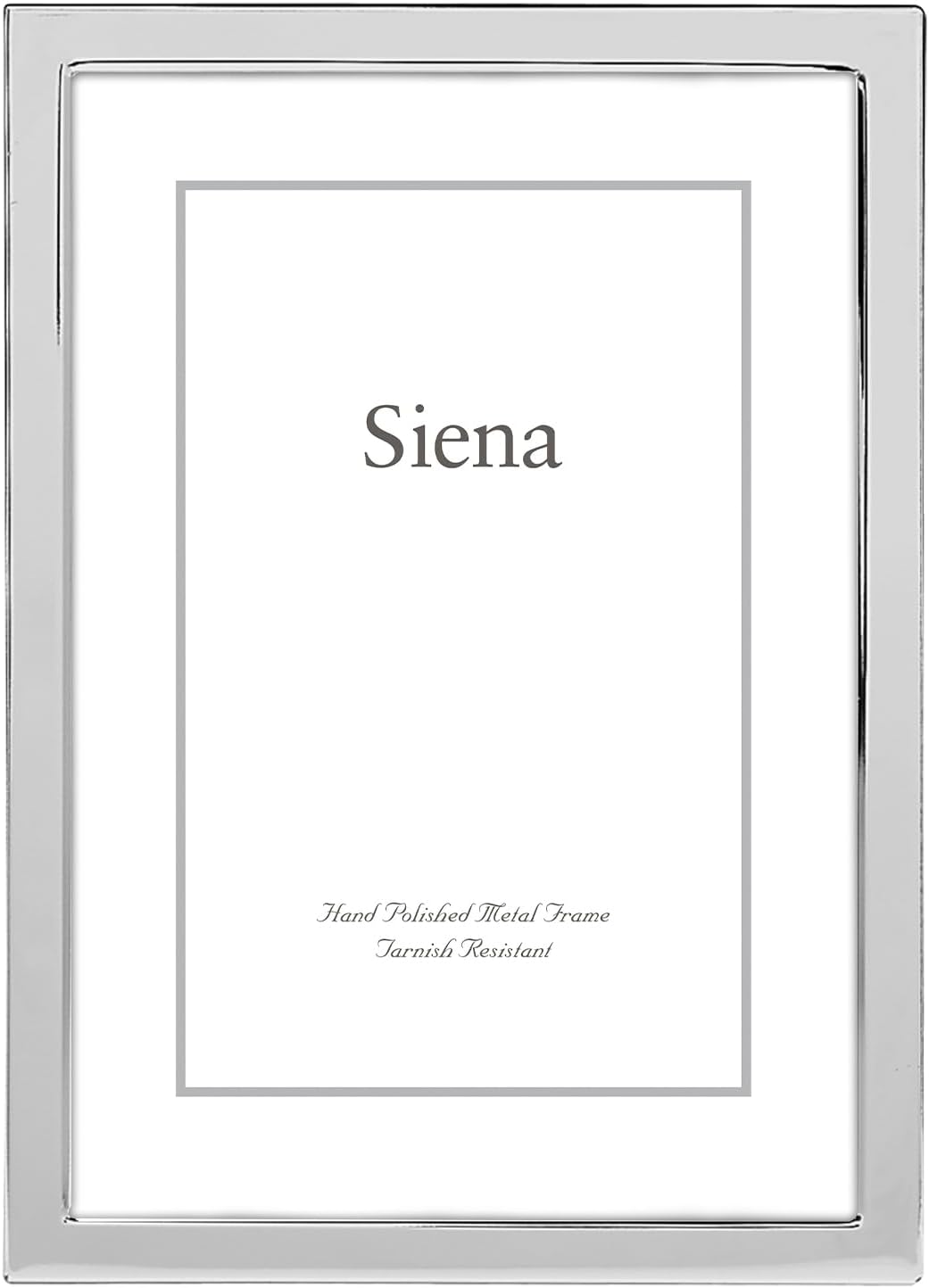 Siena Plain Silver Picture Frame, Tarnish Resistant Finish, Perfect Photo Frame for any End Table, Credenza, Shelf, or Nightstand, Silver 8x10