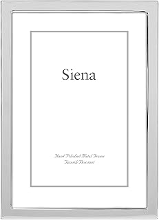 Siena Plain Silver Picture Frame, Tarnish Resistant Finish, Perfect Photo Frame for any End Table, Credenza, Shelf, or Nightstand, Silver 4x6