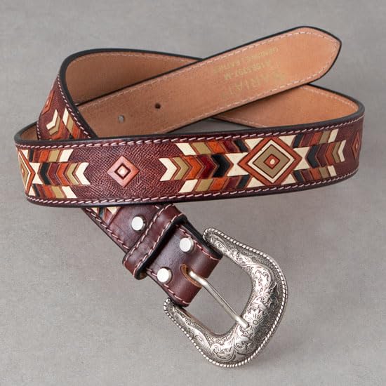 ARIAT Ladies Southwest Leather Belt w/Antique Silver Buckle3