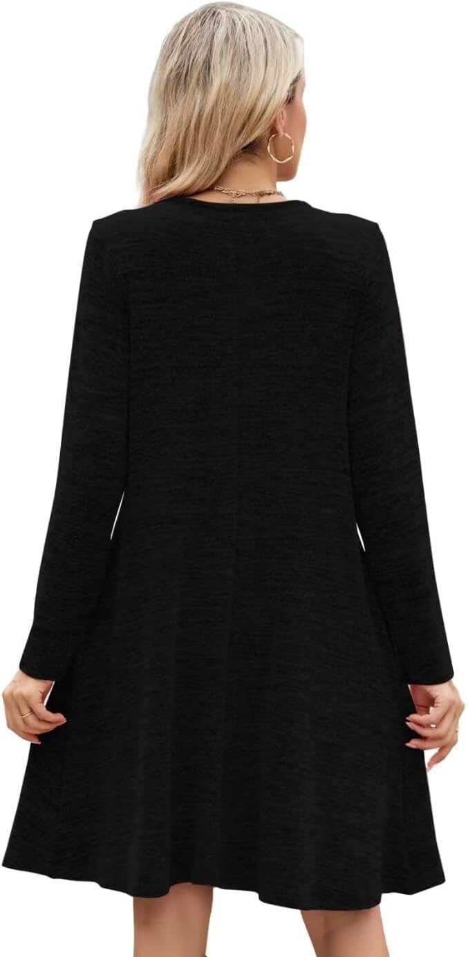 MONNURO Womens Plus Size Dresses Casual Swing Tunic Dress V Neck Button Lightweight Sweaters Dress Pockets - Image 4