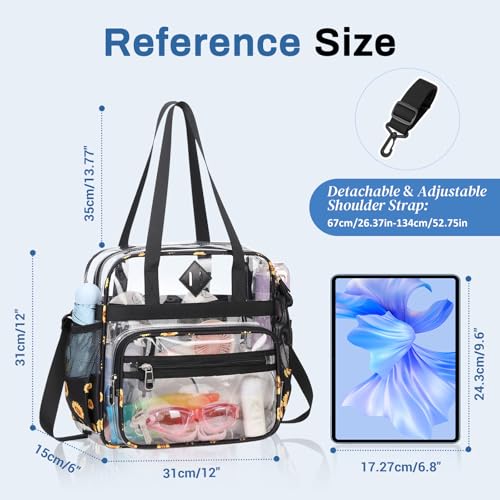 Image of PIG PIG GIRL Clear Tote Bag - 12x6x12 See Through Stadium Event Bag for Women