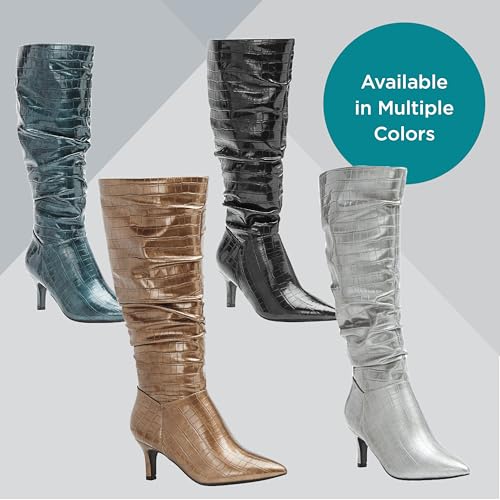 Masseys Women's Taylor Crocodile-Embossed Slouchy Boot4