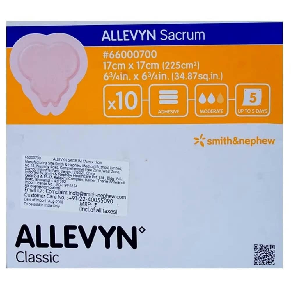 Allevyn Sacrum Classic S & N 17 cm x 17 cm, Advanced Hydrocellular Foam Dressing for Bed Sores & Wound Care, Pack of 3