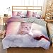 Super King Duvet Set Chaton Blanc Laiteux 3D HD Polyester Fiber Super King Duvets Sets + 2 Pillowcases 19" x 27" Suitable for Adults