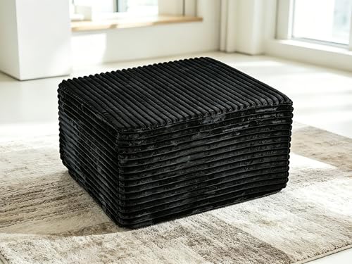 Image of 93 inch Boneless U-shaped Couch for Living Room, Black, Right Facing Chaise
