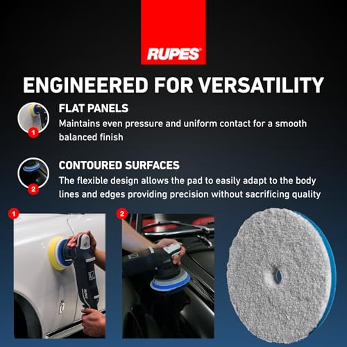 Image of RUPES 9.MF130H Pack of 24 Blue D-A Coarse Microfiber Extreme Cut Polishing Pads 130mm | Compatible with 5 inch Backing Plate | Enhances Final Finish & Gloss | Rapidly Removes Severe Defects