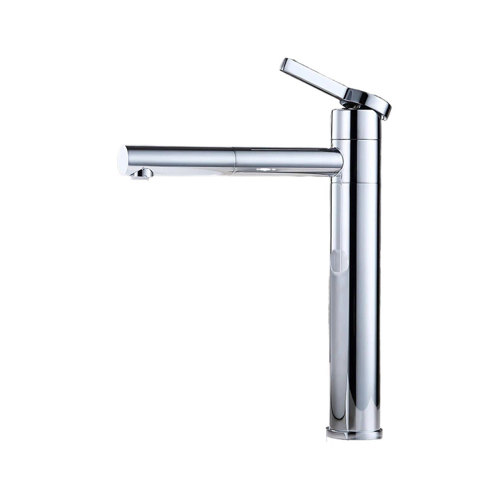 Basin Faucets Brass Bathroom Faucet Vessel Sinks Mixer Vanity Tap Swivel Spout Deck Mounted White Color Washbasin Faucet(High-White Chrome,G1/2)