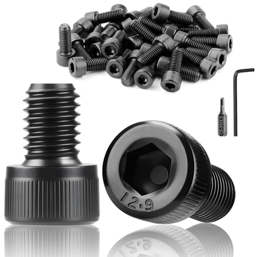 TXXATX 60 Pcs M3x12 mm Hex Socket Head Cap Screws Bolts DIN 912 Cylinder Socket Screws Black Carbon Steel Allen Socket Drive Bolts Full Threads for Furniture Repair