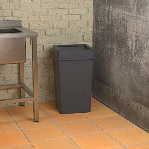 Image of 35 Gallon Grey Square Commercial Trash Can with Lid