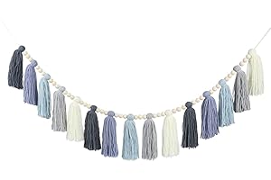 DrCor Dusty Blue Jeans Yarn Tassel Garland