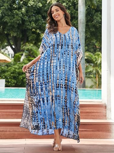 Image of Kaftan Dresses for Women Plus Size Bathing Suit Cover up Caftan Maxi Beach Dresses