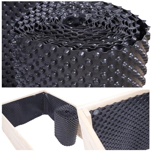 Noppenfolie für Hochbeete Noppenbahn Hochbeetfolie Schutzfolie Drainagefolie Noppenmembran Dichtungsbahn Isolierfolie Abdichtung Schutz für Holzkonstruktionen Abmessungen 26x500 cm