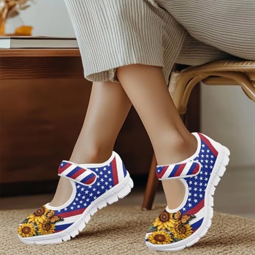 Coloranimal Mary Jane Flats Shoes for Women Dressy Casual Womens Mary Jane Shoes Magic Sticker Slip On Shoes Falts Shoes Mesh Ballet Shoes4