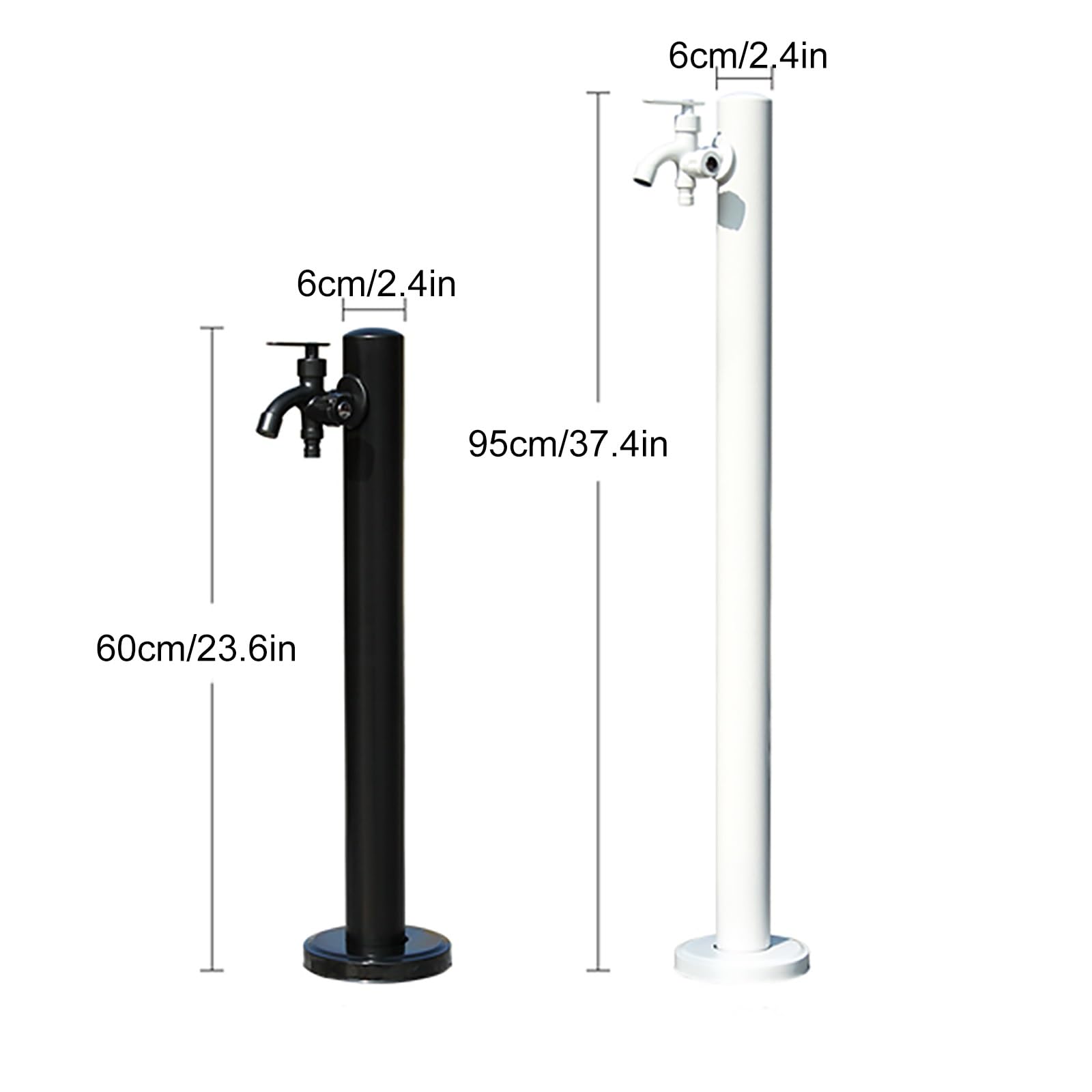 Colonna d'acqua in acciaio inox 304 resistente al gelo, doppia presa per irrigazione e lavaggio da giardino, design nero slish, 2,95 cm