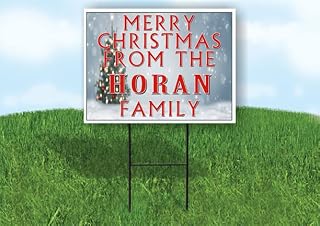 HORAN MERRY CHRISTMAS FROM 18 in x 24 in Yard Sign Road Sign with Stand, Single Sided