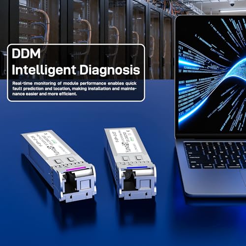 Image of 10G BiDi SFP+ Module 20km - 10GBase BiDi SFP+ Module 1270nm TX 1330nm RX & BiDi SFP+ Transceiver 1330nm TX 1270nm RX, LC Single Mode SFP+ Module DDM for Cisco Mikrotik Ubiquiti