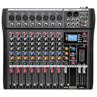 K-mxerpro 8 Channel Professional Audio Mixer Console Sound Board with 48V Phantom Power,USB Audio Interface for Live Show,Streaming Recording Music Stage Karaoke