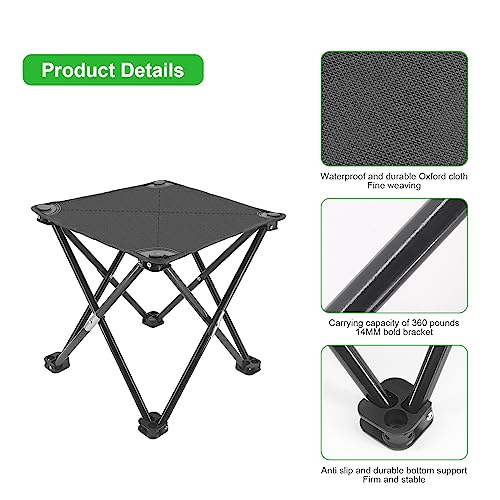 Buwico Tragbarer Klappstuhl Klappbarer Campingstuhl Heavy Duty Support 180KG mit Seitentasche und Aufbewahrungstasche, Sportstuhl, Outdoor-Stuhl und Rasenstuhl, Schwarz