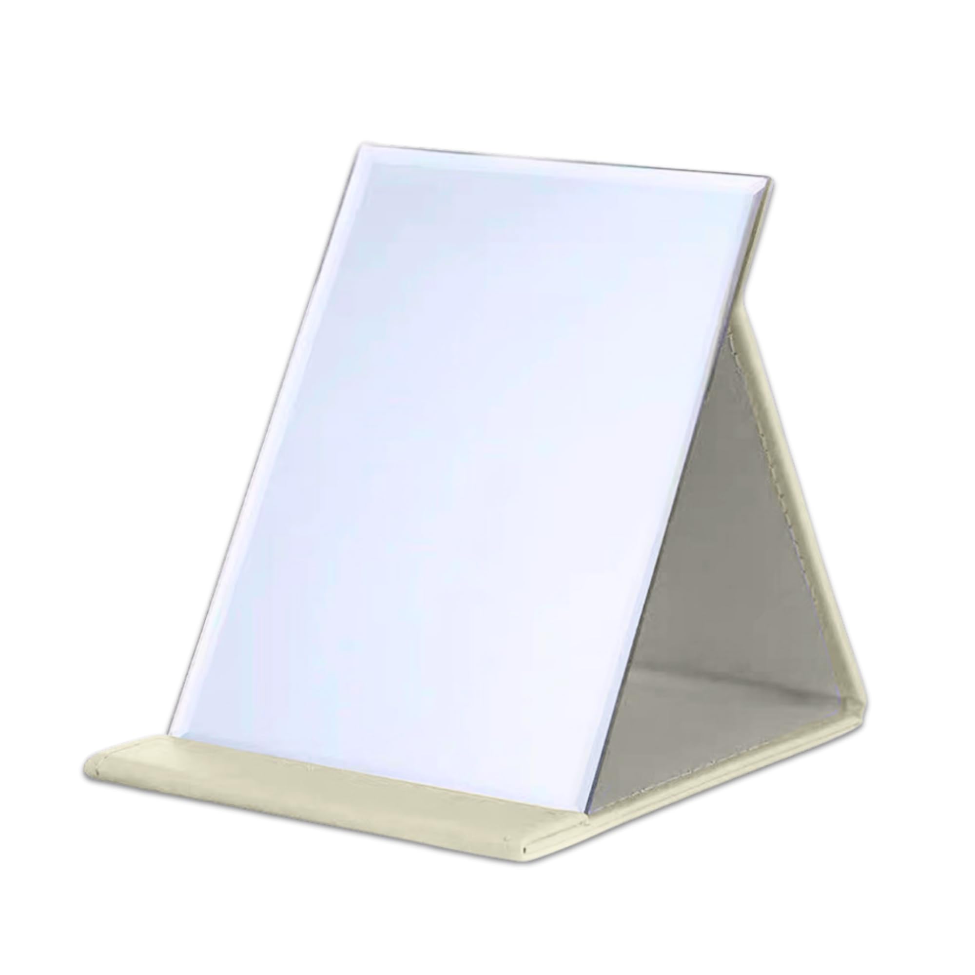 Mirror with Stand | Portable Folding Makeup Mirror for Office Desk, Vanity, Table & Travel | Compact Mirror Stand for Men & Women, Pack of 1 – White